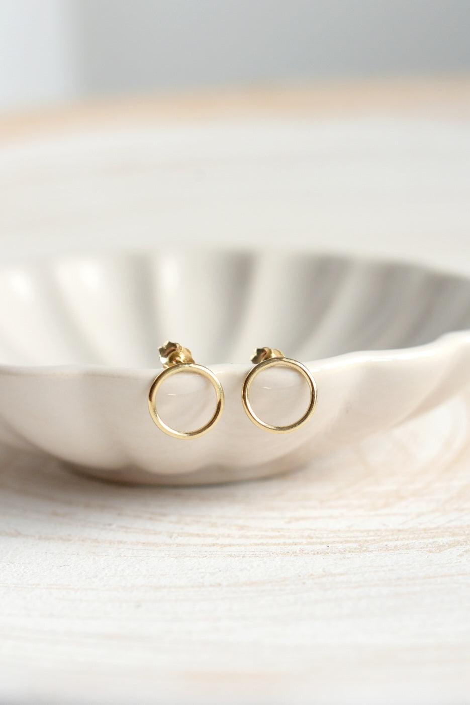 Gold Open Circle Stud Earrings-earrings-January Eleven