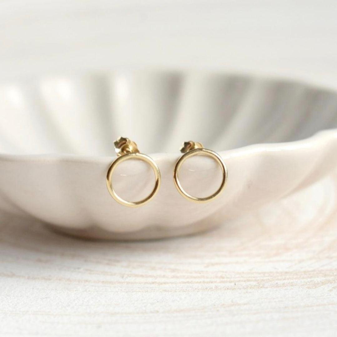 Gold Open Circle Stud Earrings-earrings-January Eleven