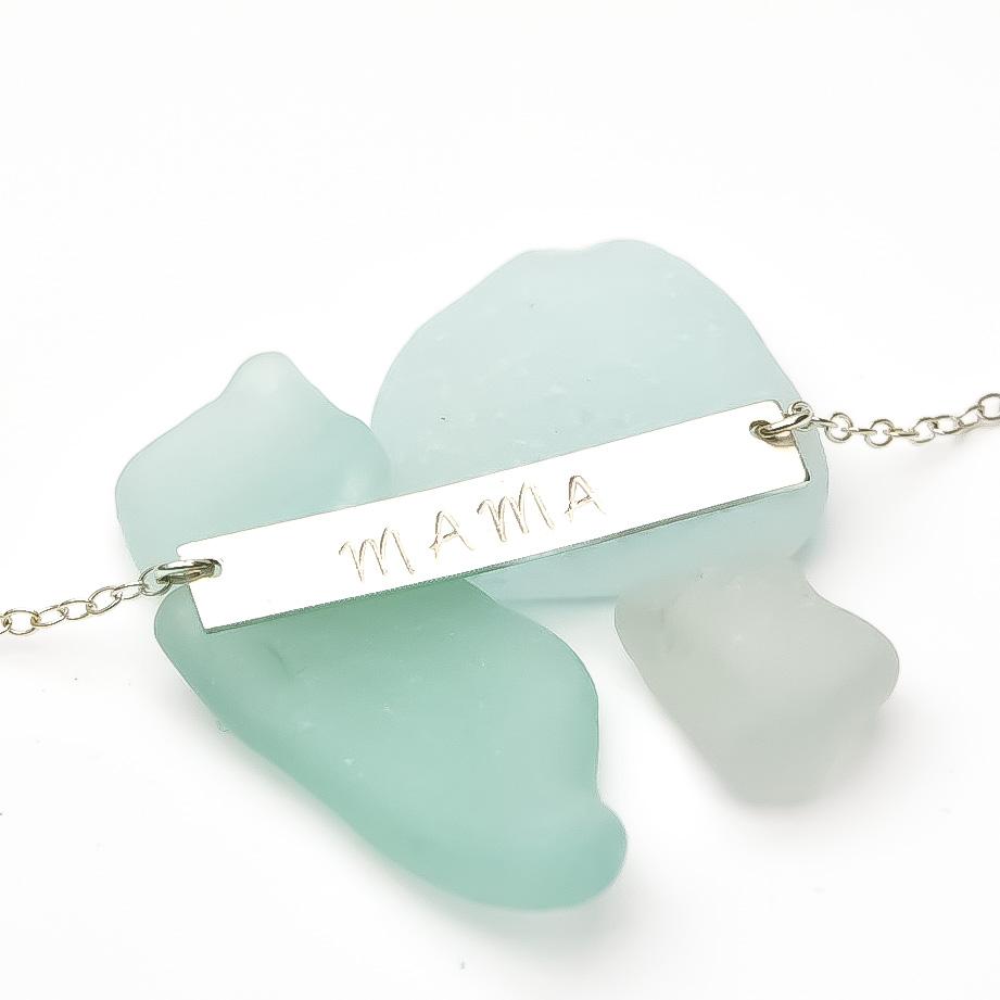 Personalilsed Sterling Silver Bar Necklace-necklace-January Eleven