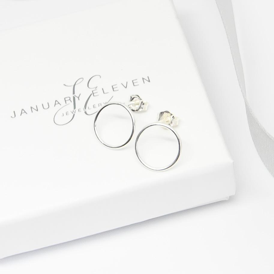 Silver Open Circle Stud Earrings-earrings-January Eleven