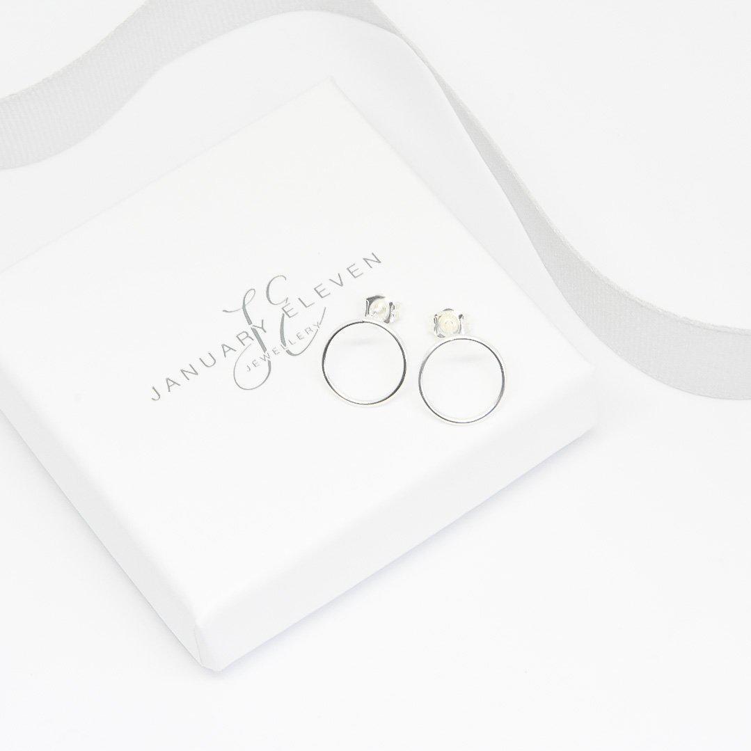 Silver Open Circle Stud Earrings-earrings-January Eleven