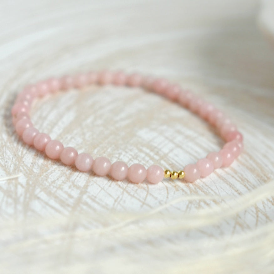Pink Opal and Gold Gemstone Bracelet-bracelet-January Eleven