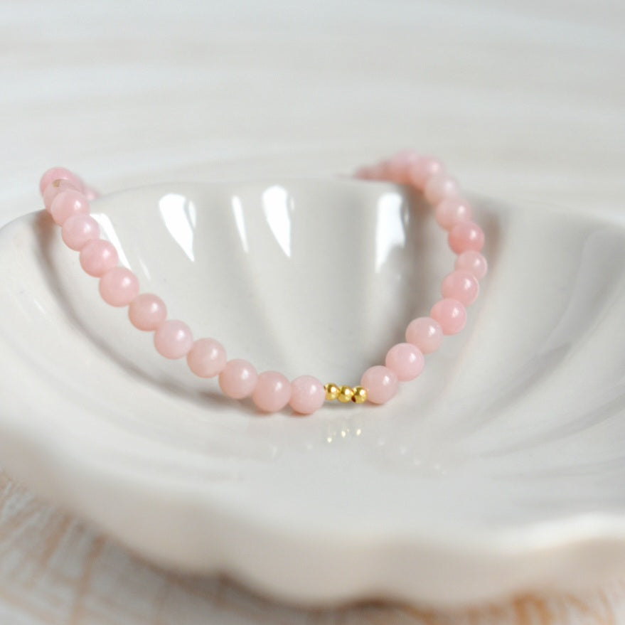 Pink Opal and Gold Gemstone Bracelet-bracelet-January Eleven