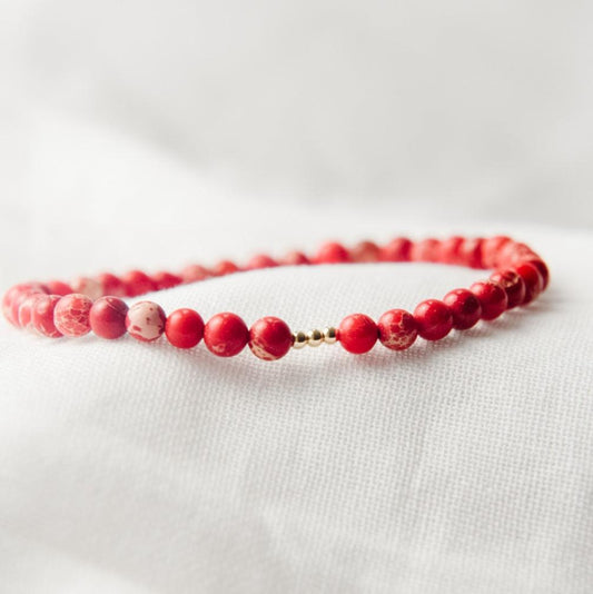 Red Jasper Gemstone Bracelet-bracelet-January Eleven