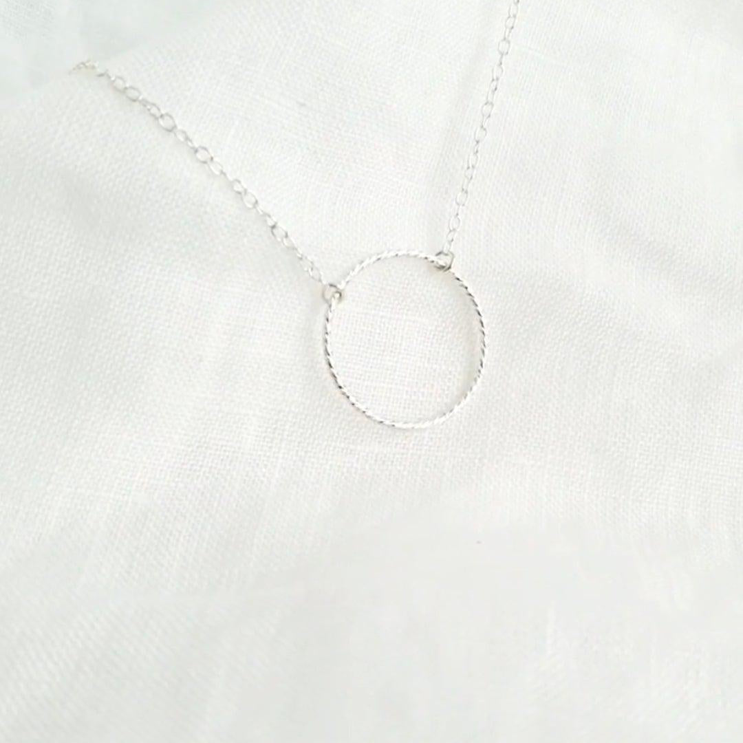 Silver Textured Ring Necklace-January Eleven