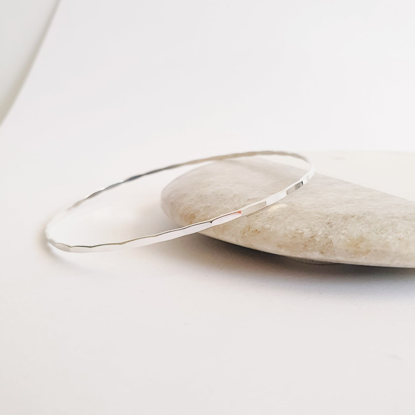 Sterling Silver Hammered Bangle Bracelet-Bangle-January Eleven