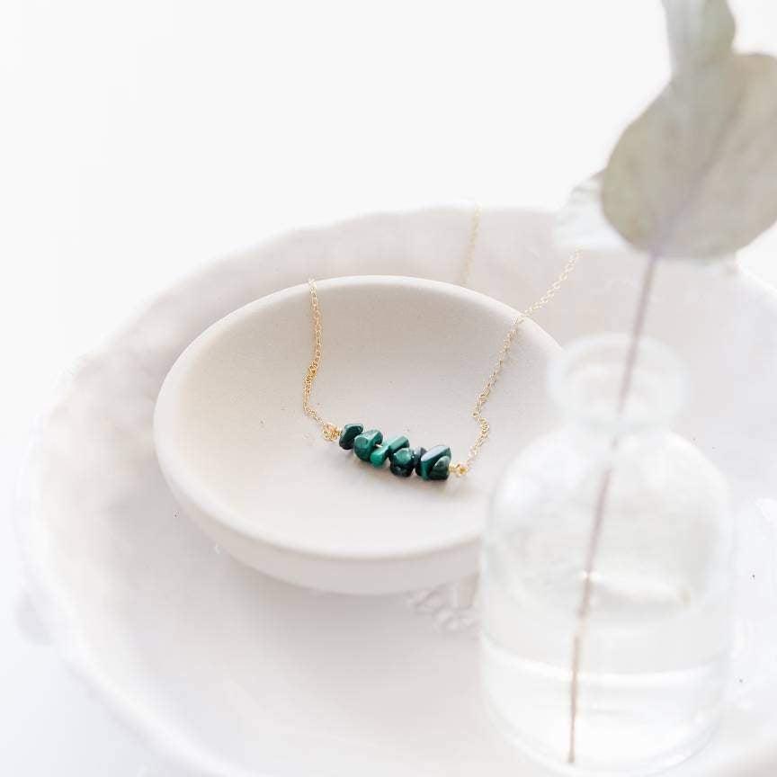 Gold Green Malachite Gemstone Necklace-necklace-January Eleven