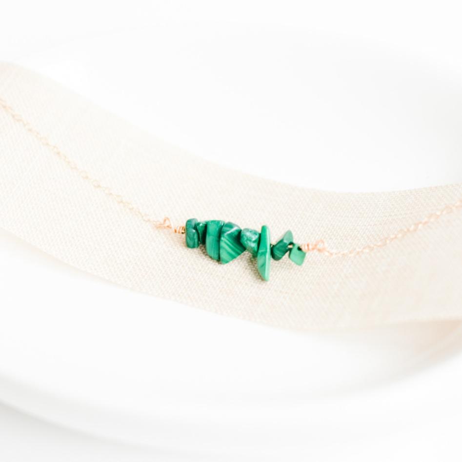 Gold Green Malachite Gemstone Necklace-necklace-January Eleven