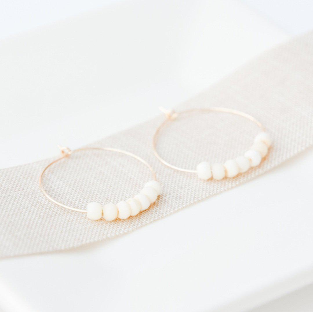 Gold Mini Bone Bead Hoop Earring-earrings-January Eleven