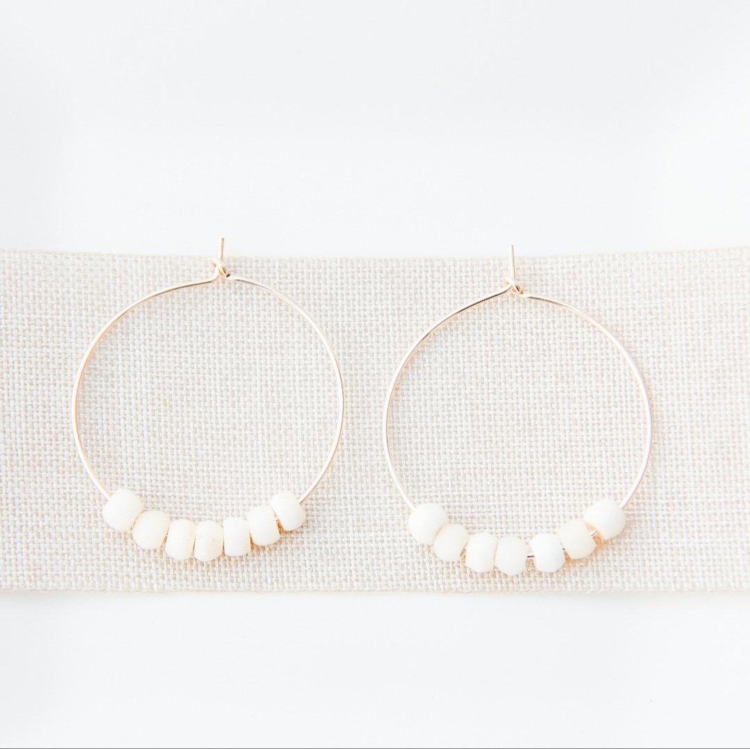 Gold Mini Bone Bead Hoop Earring-earrings-January Eleven