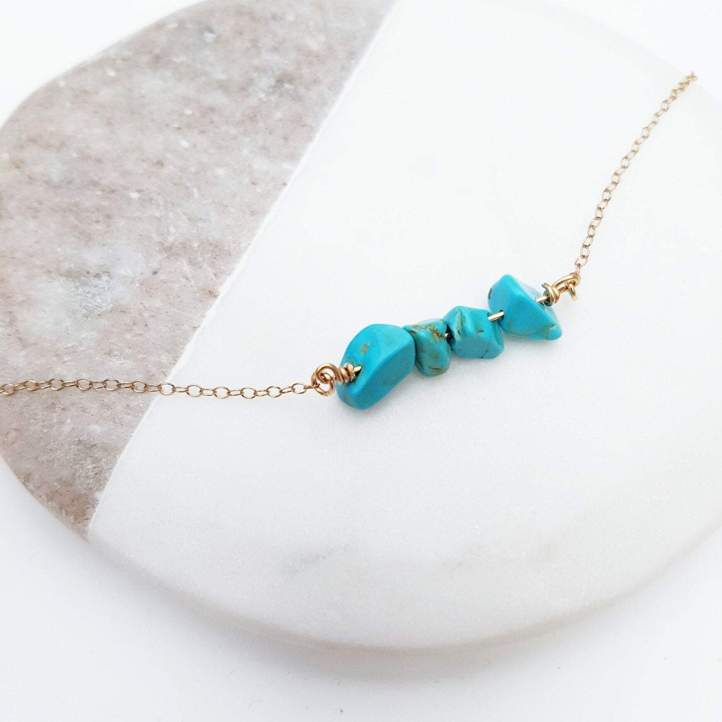 Gold Turquoise Gemstone Necklace-necklace-January Eleven