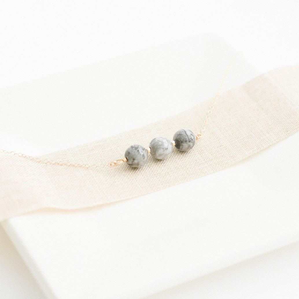 Grey Mapstone Stone Gold Necklace-necklace-January Eleven
