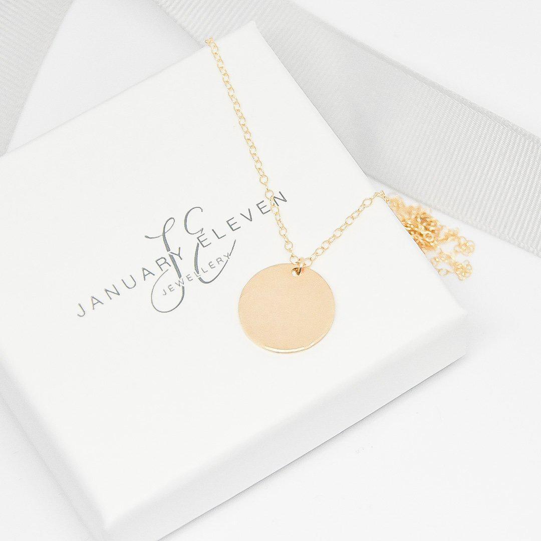 Large Gold Hammered Disc Necklace-necklace-January Eleven