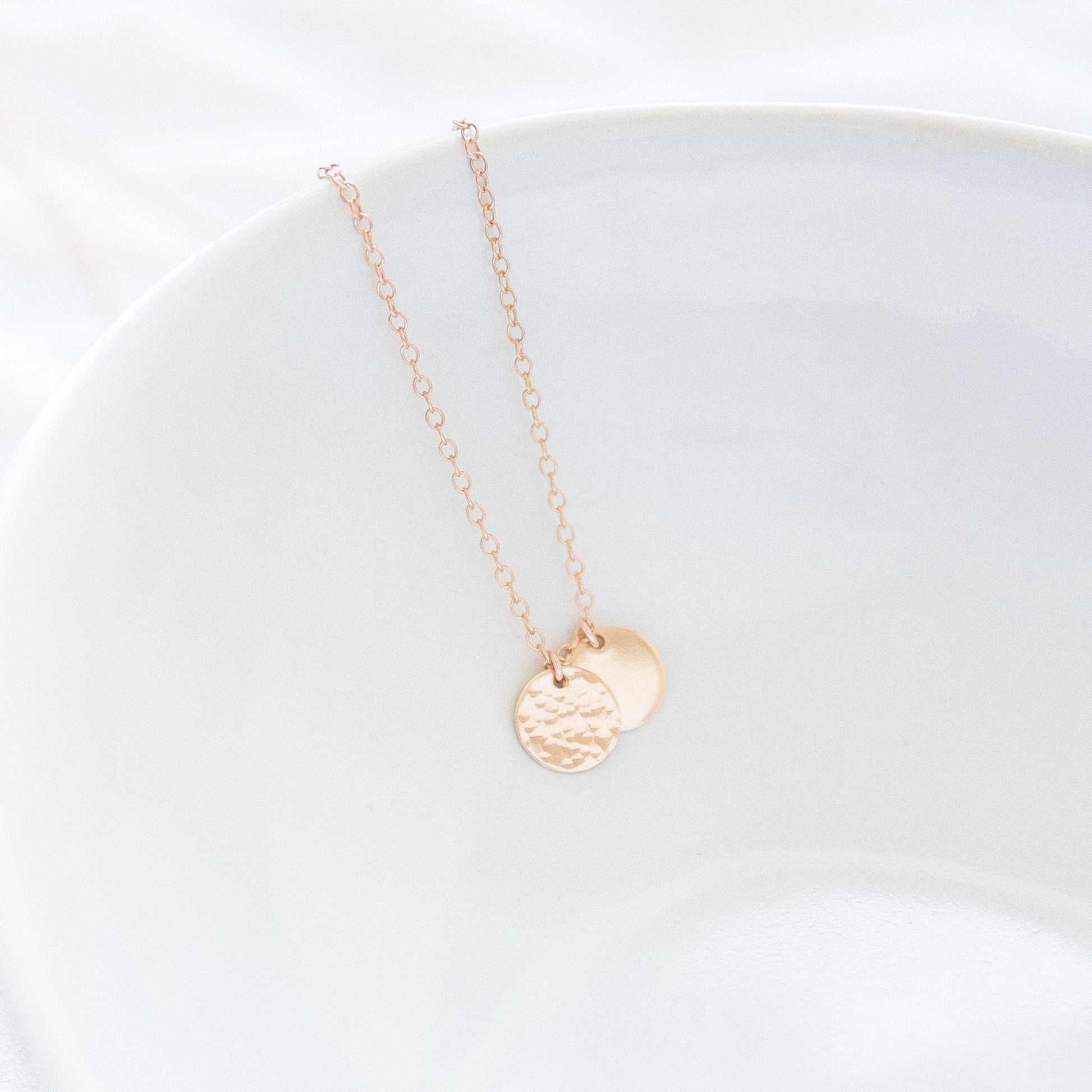Rose Gold Double Mini Disc Necklace-necklace-January Eleven