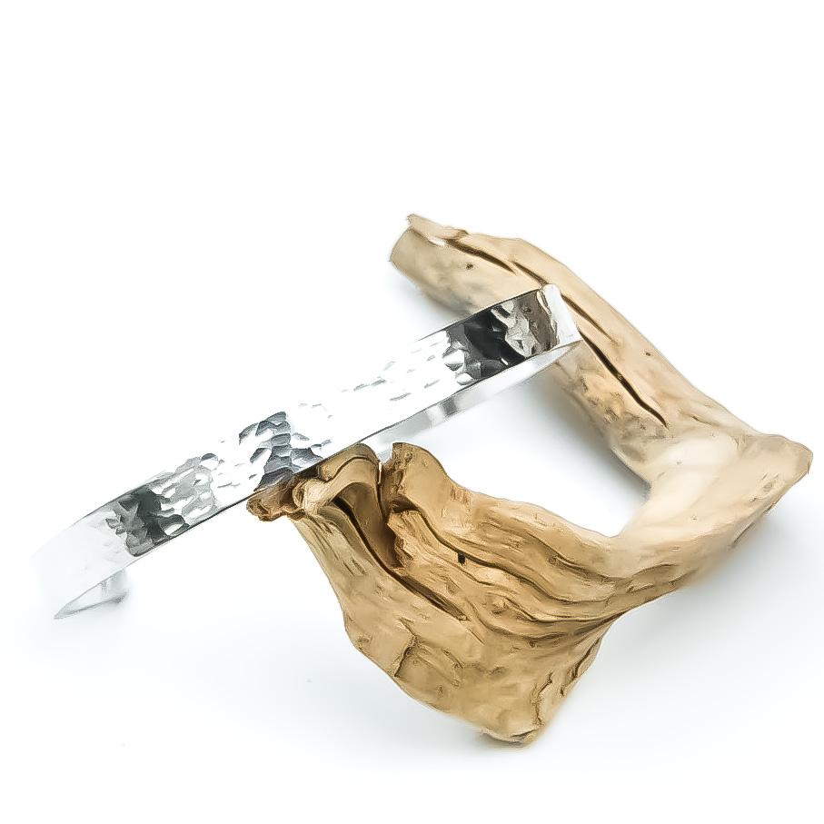 Silver Hammered Bangle-bracelet-January Eleven