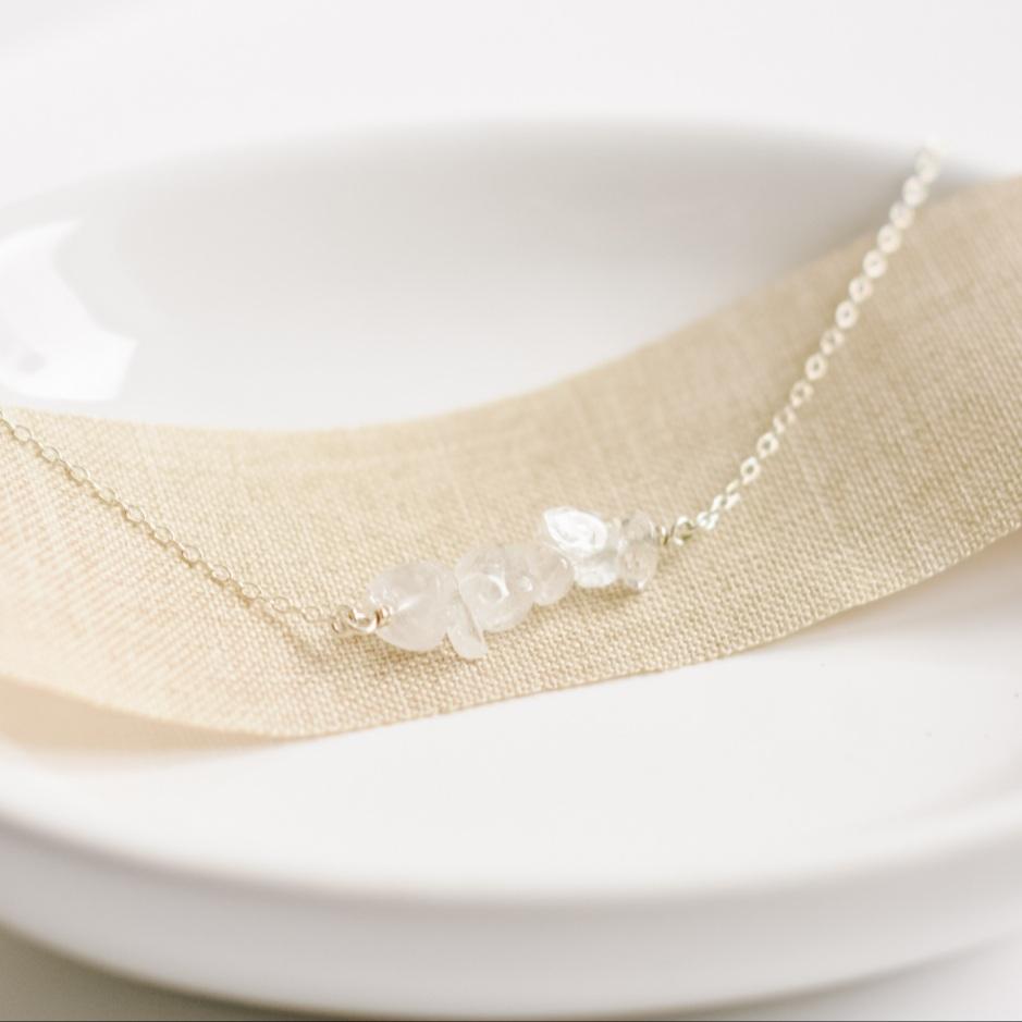 Sterling Silver Clear Quartz Gemstone Necklace-necklace-January Eleven