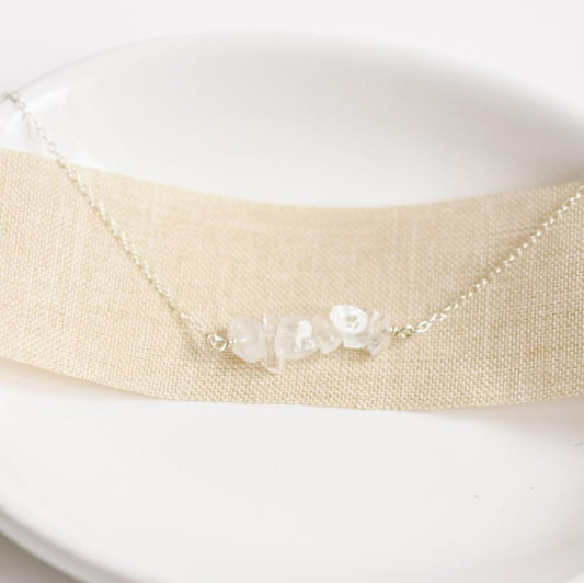 Sterling Silver Clear Quartz Gemstone Necklace-necklace-January Eleven