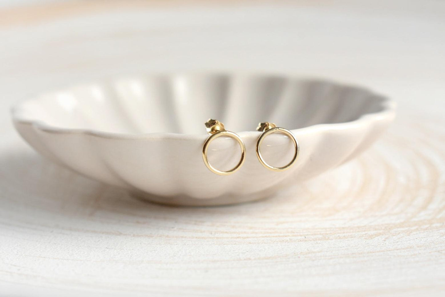 Gold Open Circle Stud Earrings-earrings-January Eleven