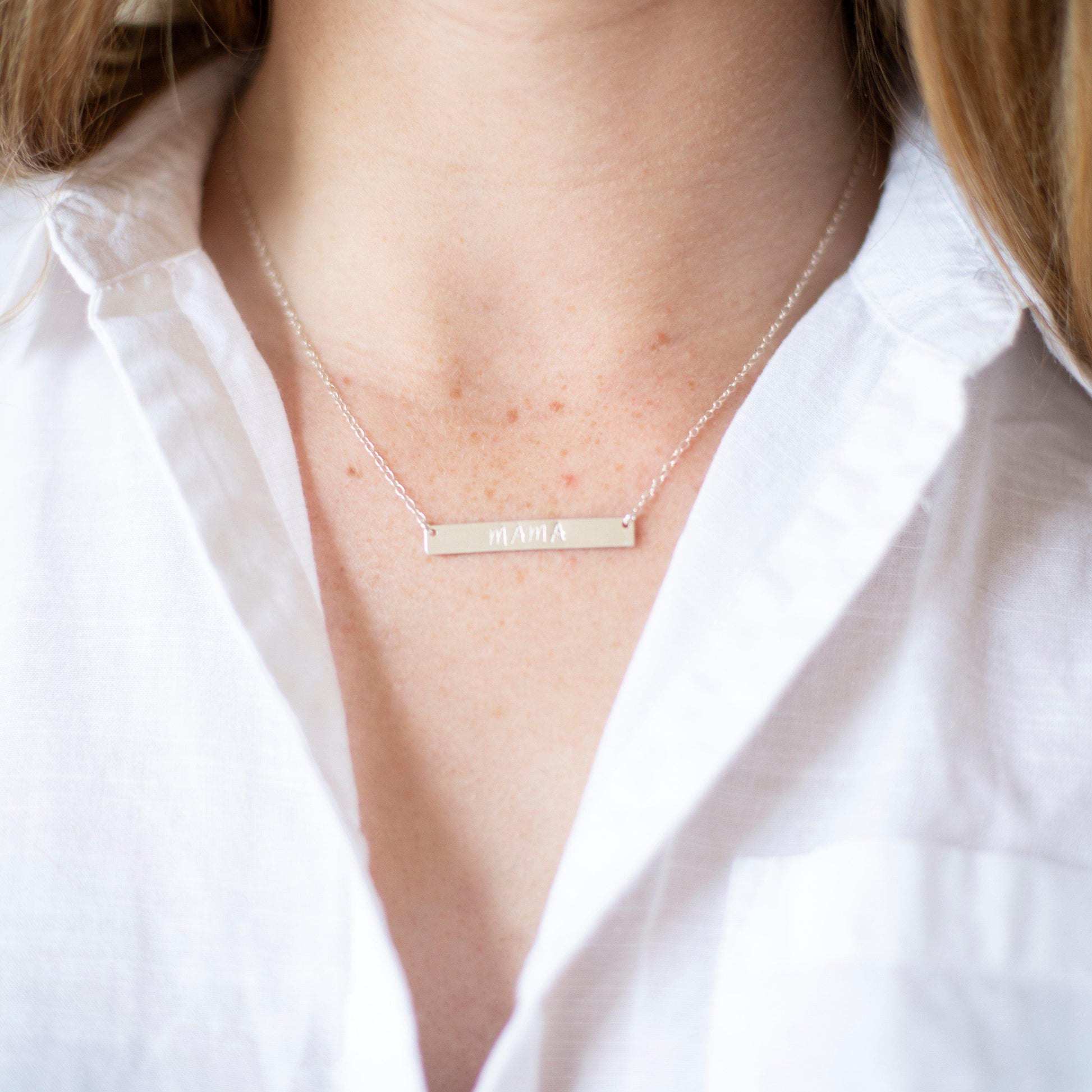 Personalilsed Sterling Silver Bar Necklace-necklace-January Eleven