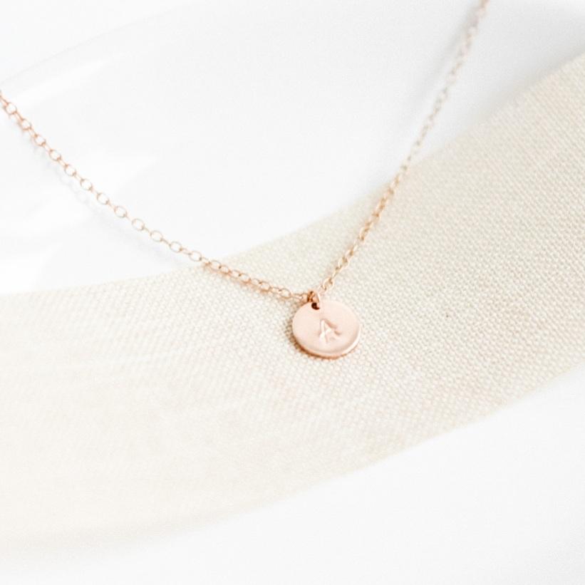 Personalised Rose Gold Mini Disc Necklace-necklace-January Eleven