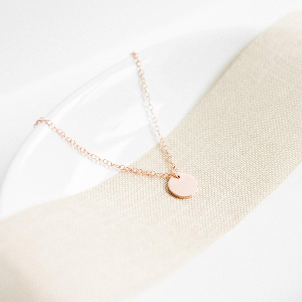 Personalised Rose Gold Mini Disc Necklace-necklace-January Eleven