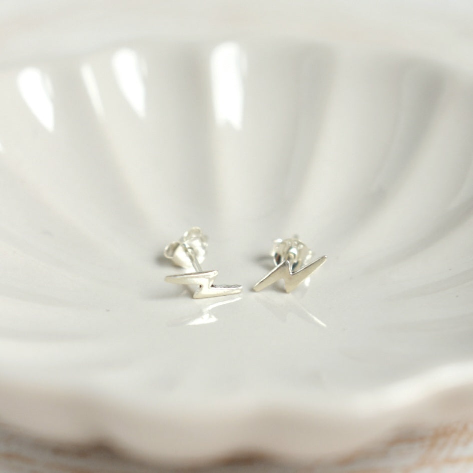 January Eleven - Sterling Silver Lightening stud earrings 