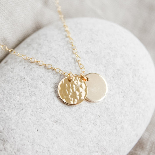 Gold Double Mini Disc necklace