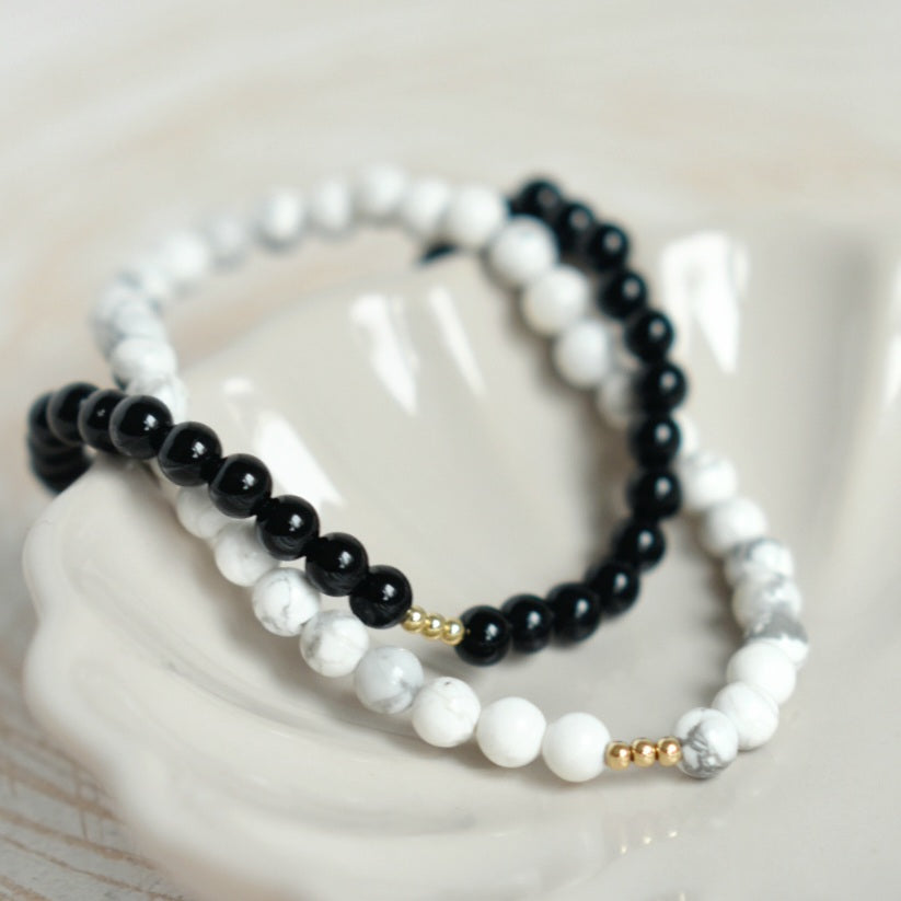 Black Obsidian and Gold Gemstone Bracelet