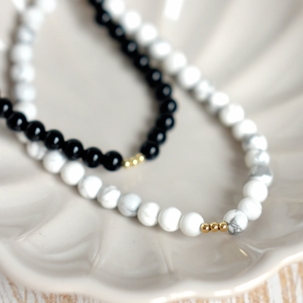 Black Obsidian and Gold Gemstone Bracelet