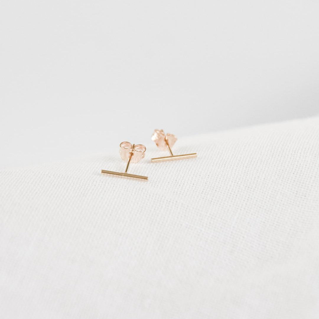 Gold Bar Stud Earrings-earrings-January Eleven