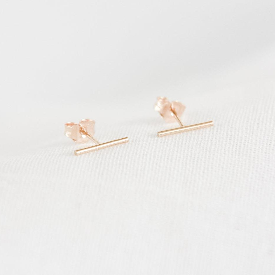 Gold Bar Stud Earrings-earrings-January Eleven