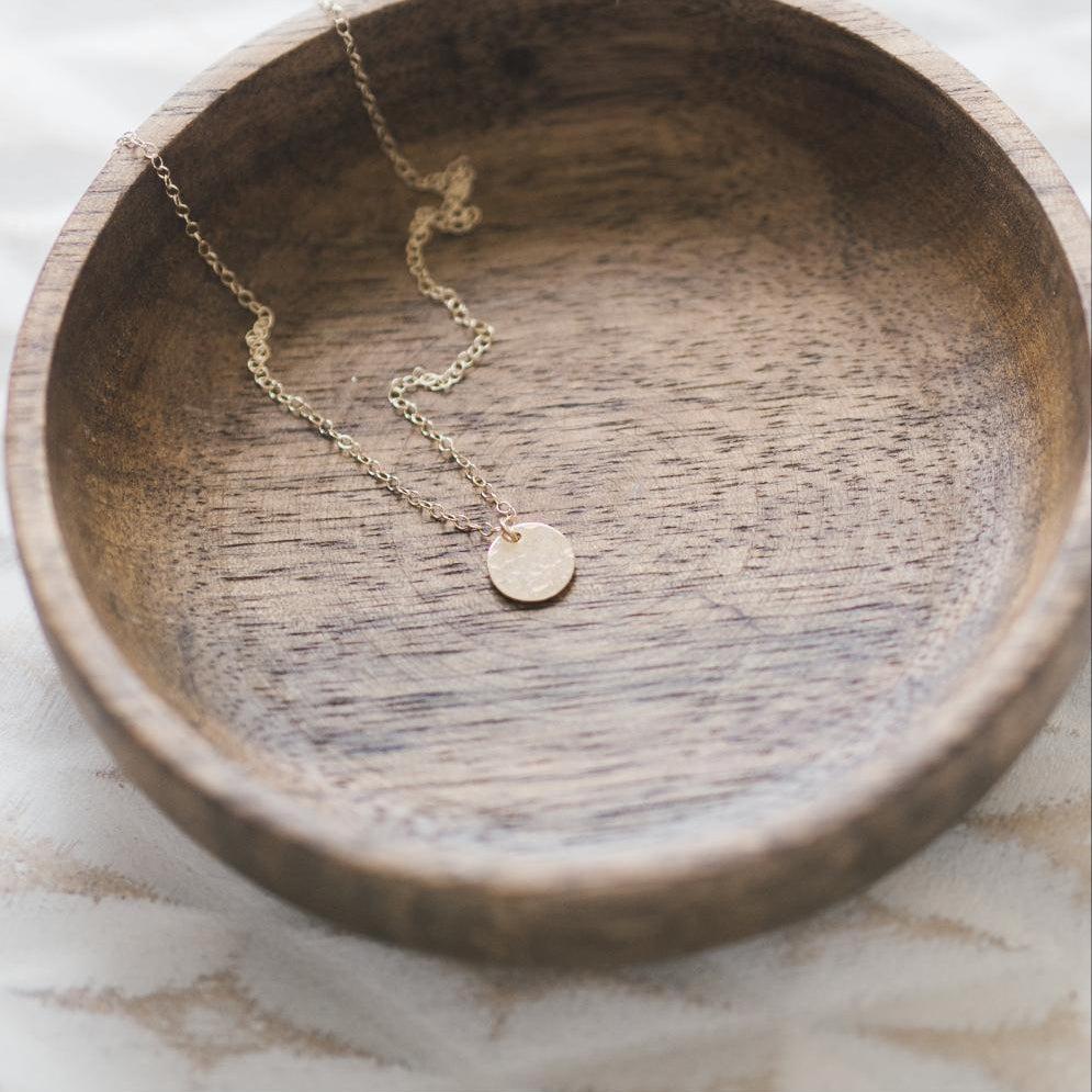 Gold Hammered Disc Necklace-necklace-January Eleven