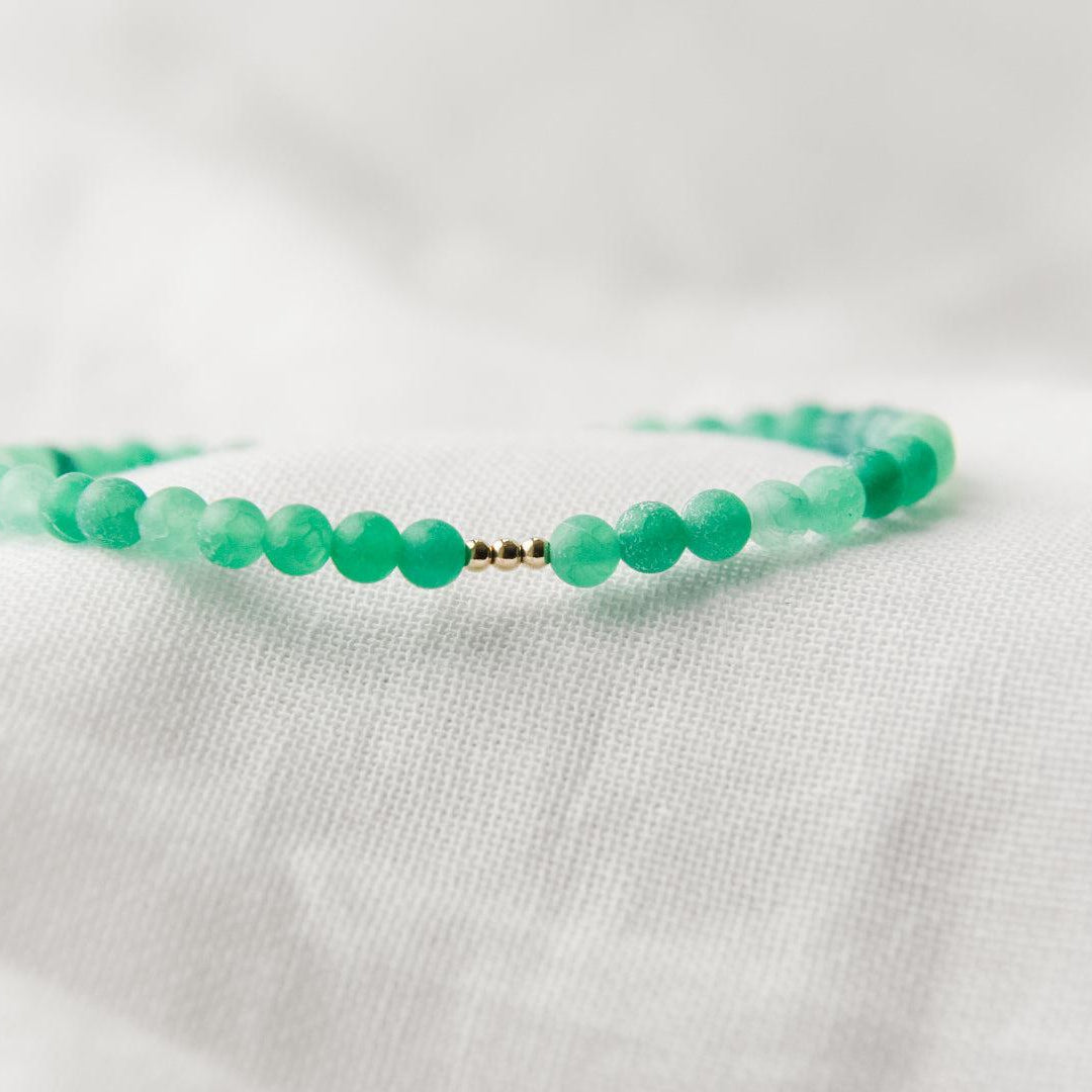 Green Cracked Agate and Gold Gemstone Bracelet-bracelet-January Eleven