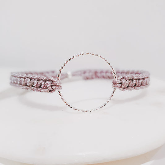 Grey Macrame Silver Ring Bracelet-bracelet-January Eleven