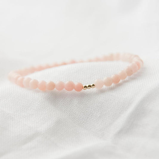 Pink Opal and Gold Gemstone Bracelet-bracelet-January Eleven
