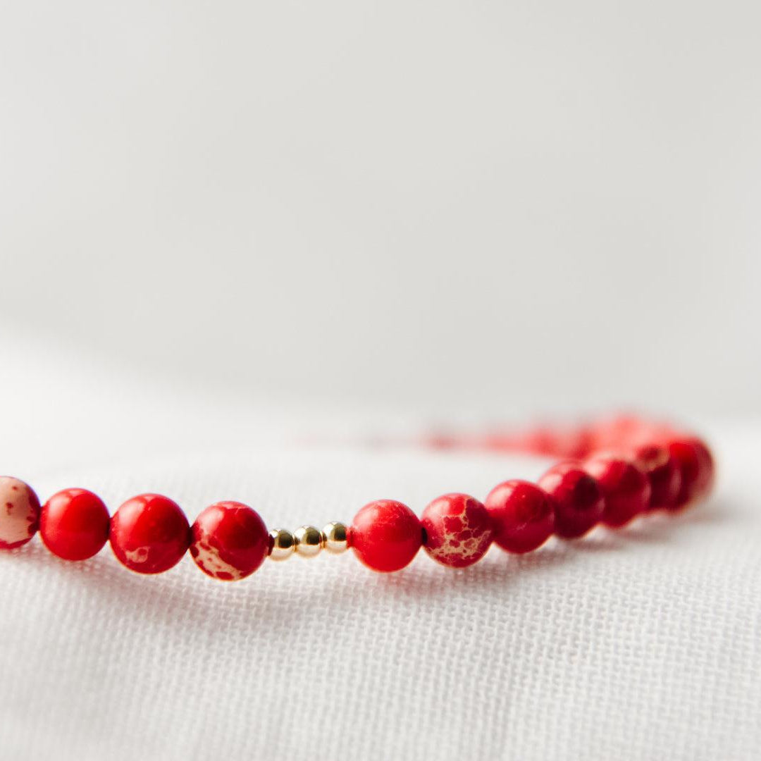 Red Jasper Gemstone Bracelet-bracelet-January Eleven