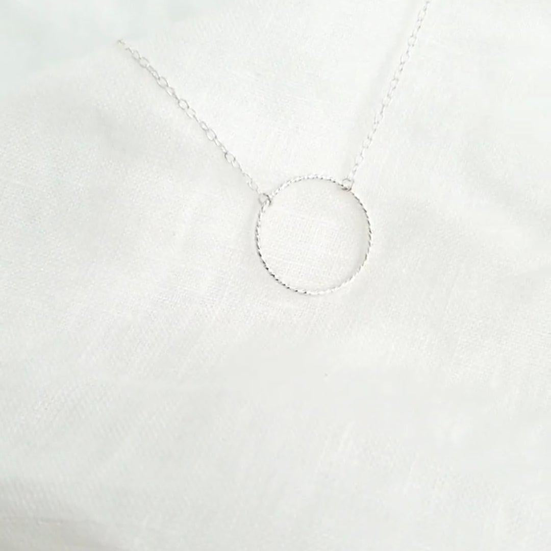 Silver Textured Ring Necklace-January Eleven