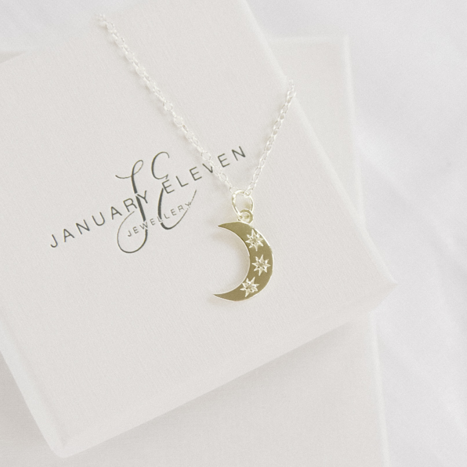 Sterling Silver Moon Necklace-necklace-January Eleven