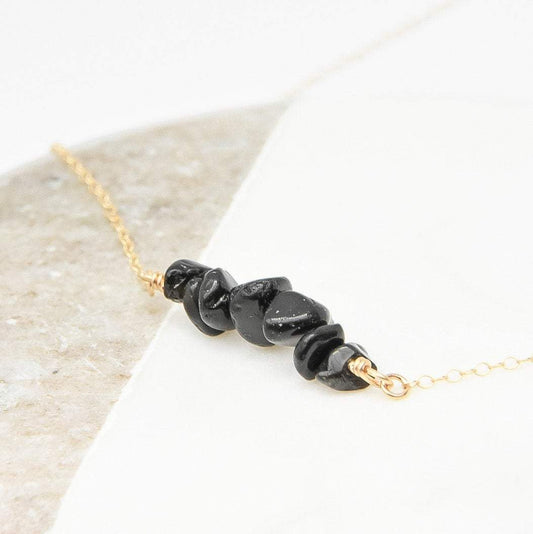 Gold and Black Gemstone Necklace-necklace-January Eleven
