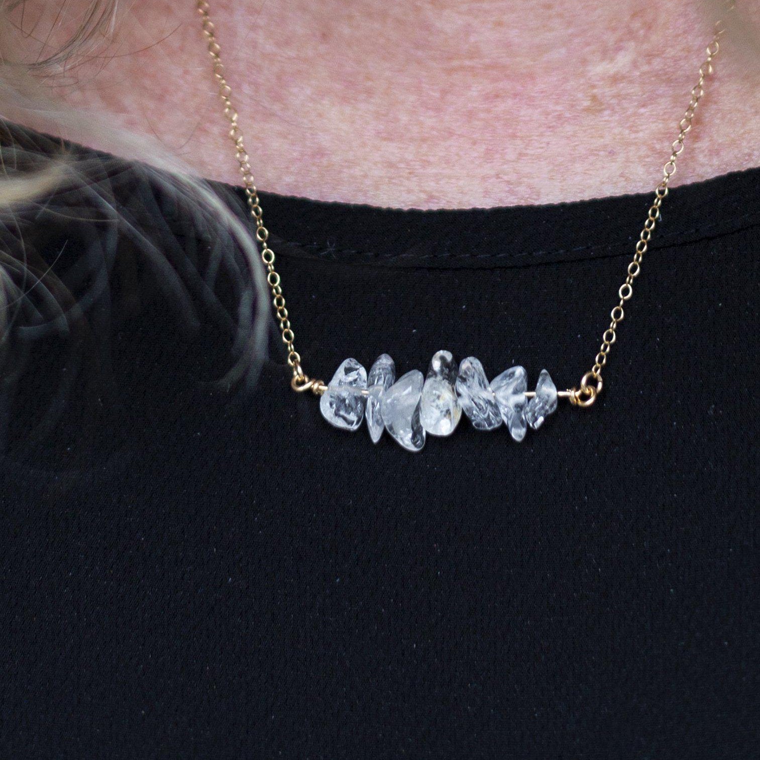 Gold Clear Quartz Gemstone Necklace-necklace-January Eleven