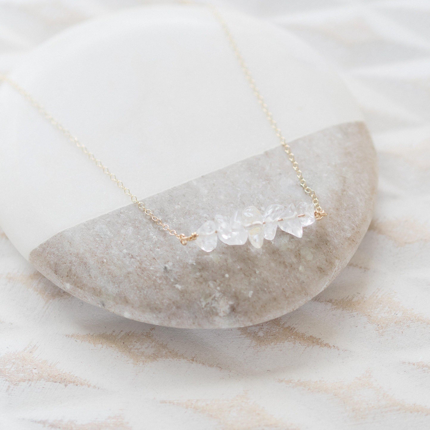 Gold Clear Quartz Gemstone Necklace-necklace-January Eleven