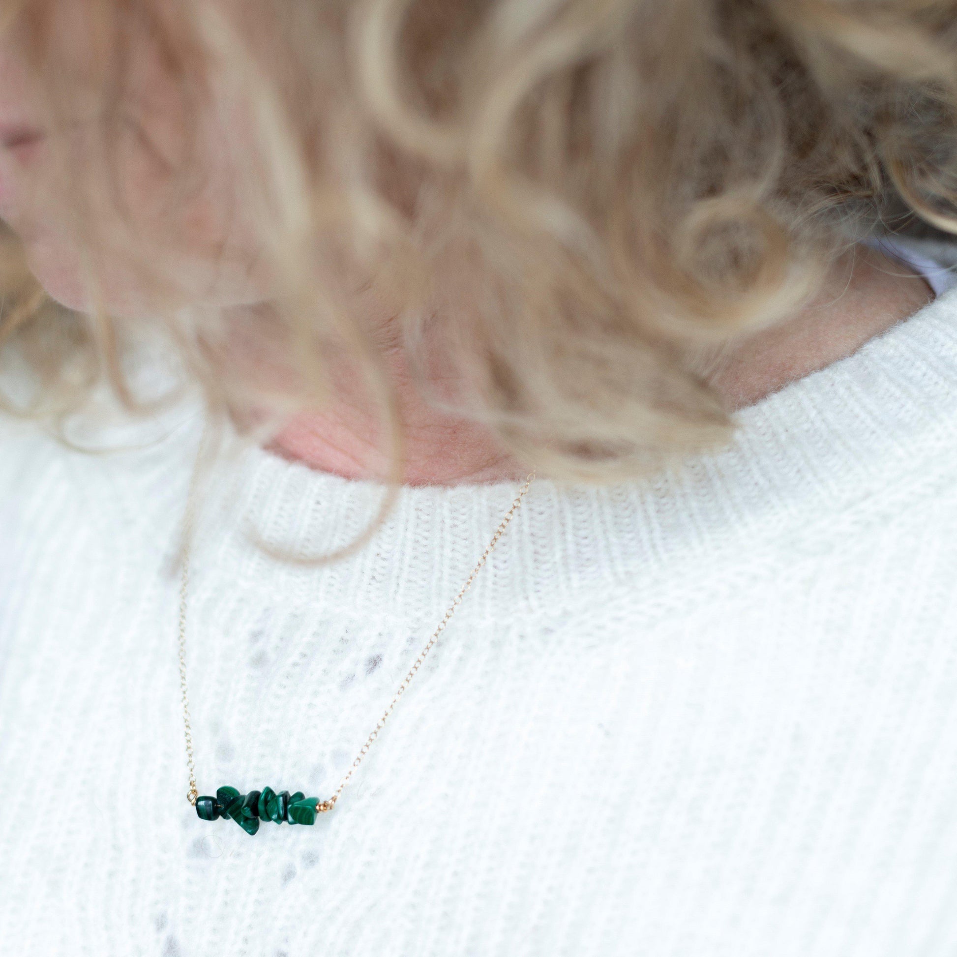 Gold Green Malachite Gemstone Necklace-necklace-January Eleven