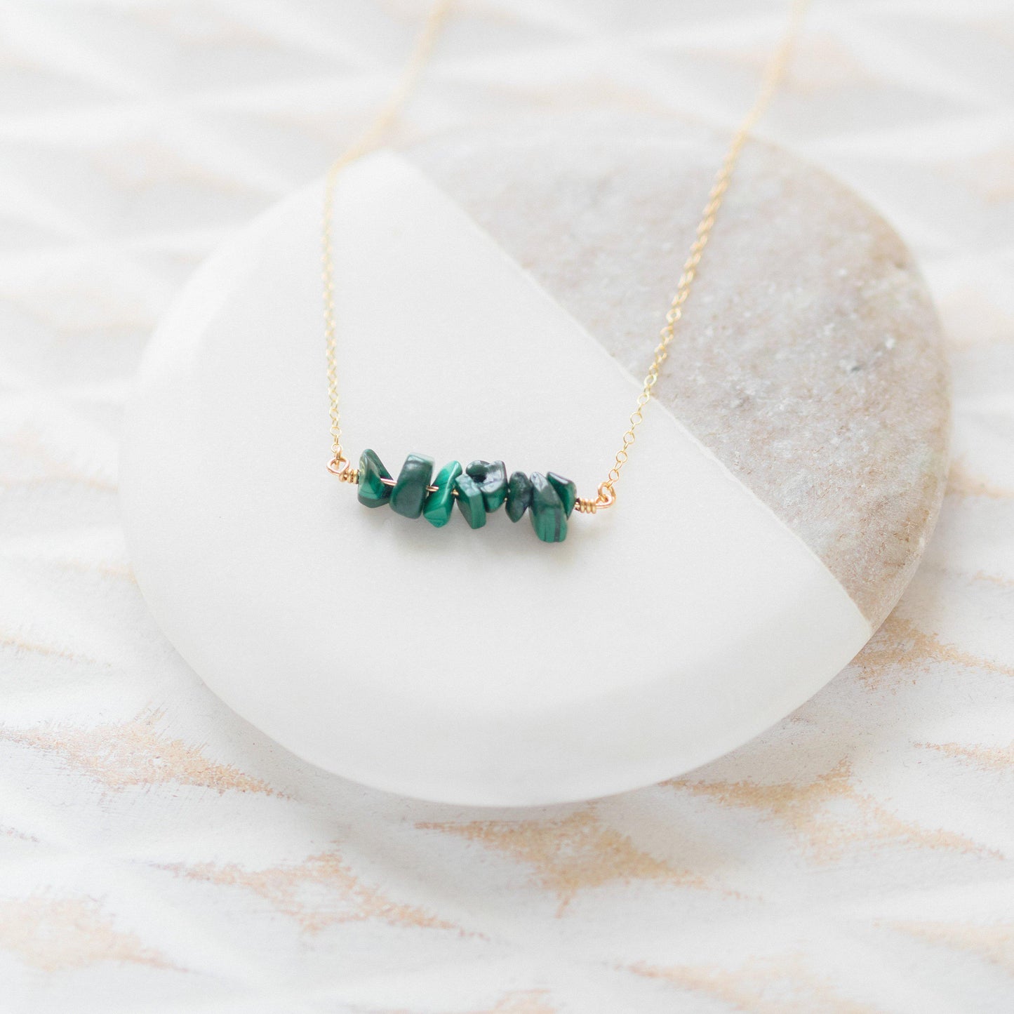 Gold Green Malachite Gemstone Necklace-necklace-January Eleven