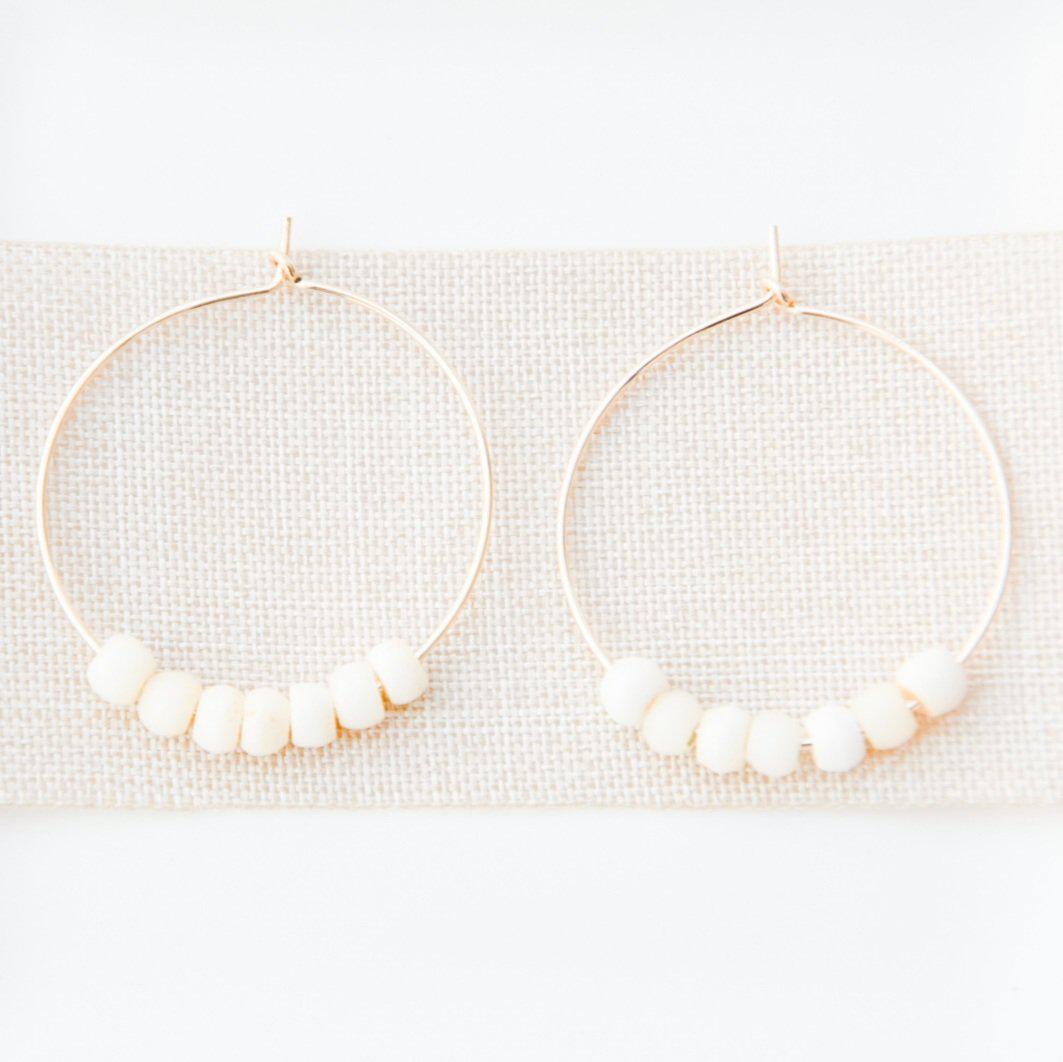 Gold Mini Bone Bead Hoop Earring-earrings-January Eleven