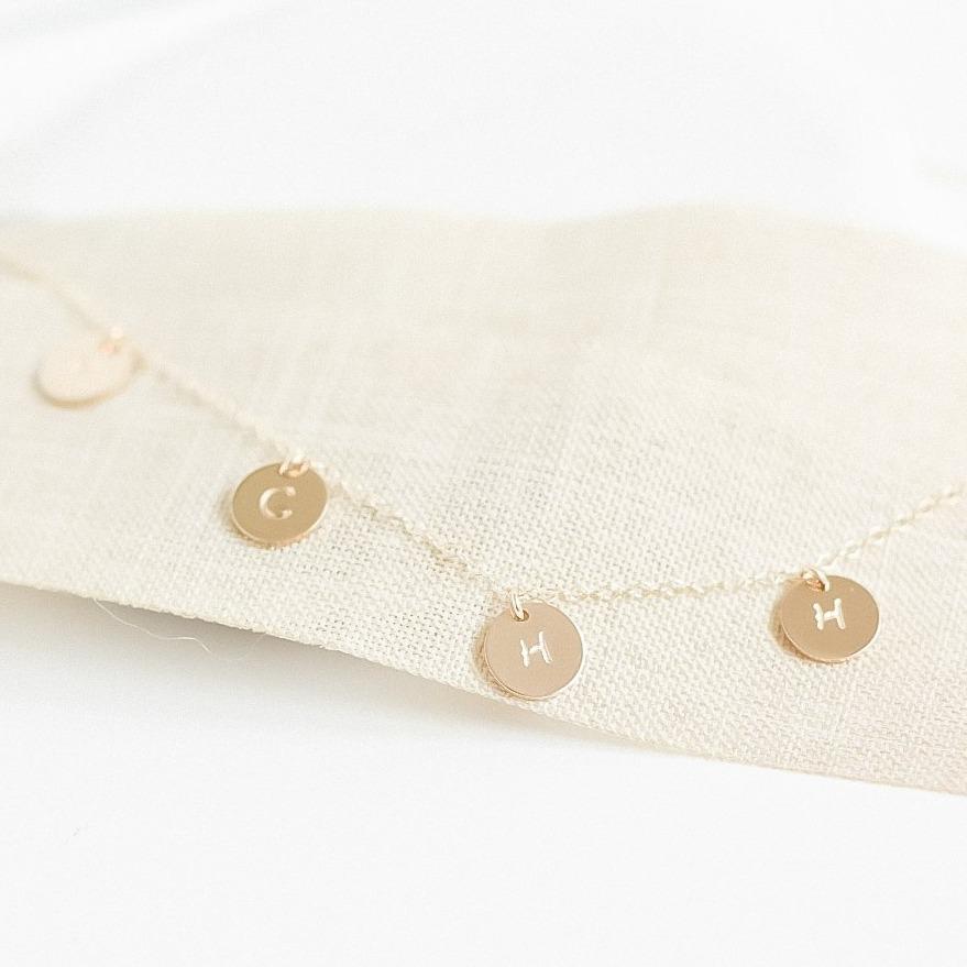 Gold Personalised Multi Disc Initial Necklace-January Eleven