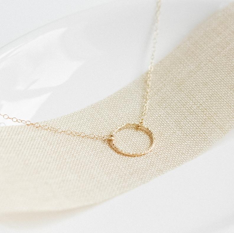 Gold Textured Ring Necklace-necklace-January Eleven