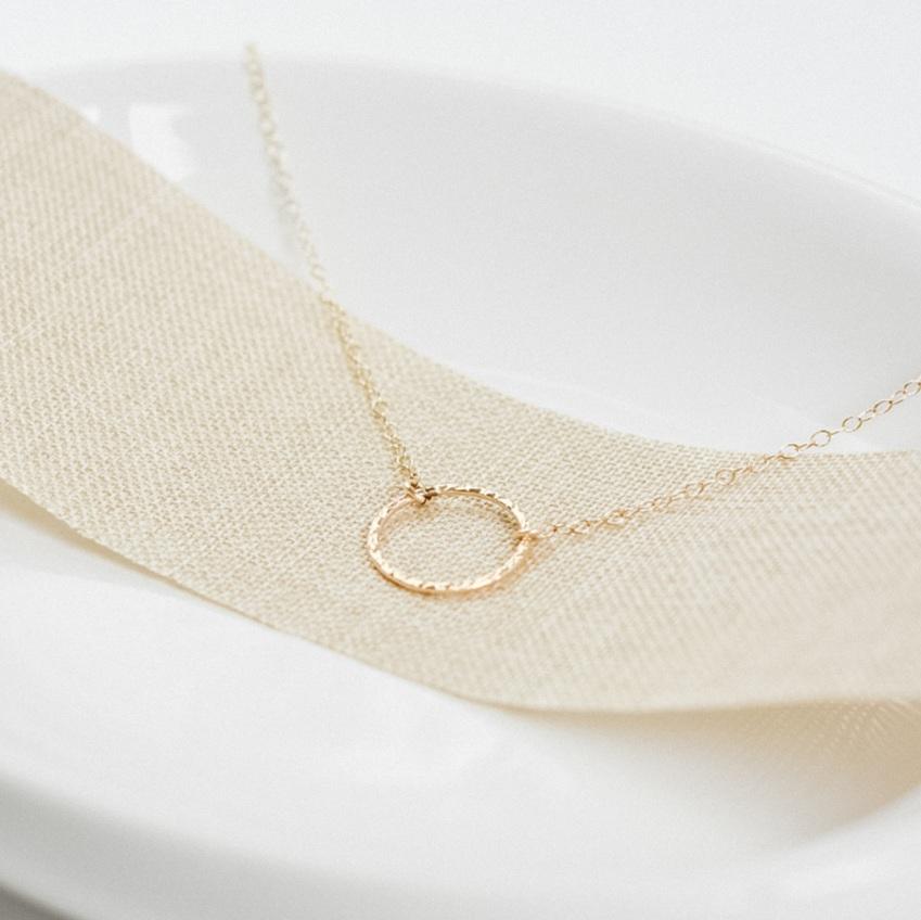 Gold Textured Ring Necklace-necklace-January Eleven