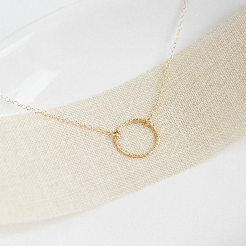 Gold Textured Ring Necklace-necklace-January Eleven