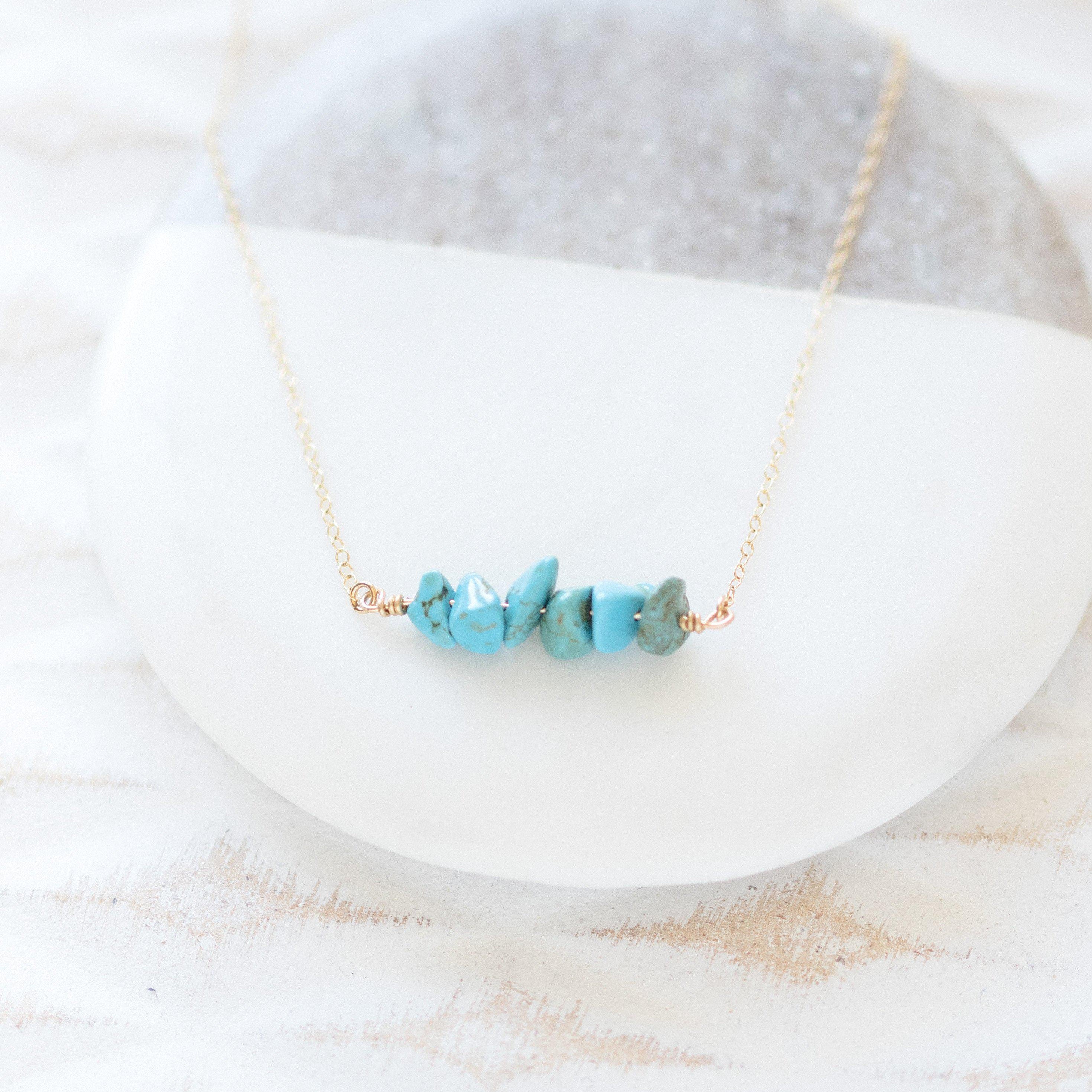 December Birthstone, Genuine Blue Turquoise Necklace , Delicate Genuine Gemstone Choker - outlet Handmade Gemstone Jewelry