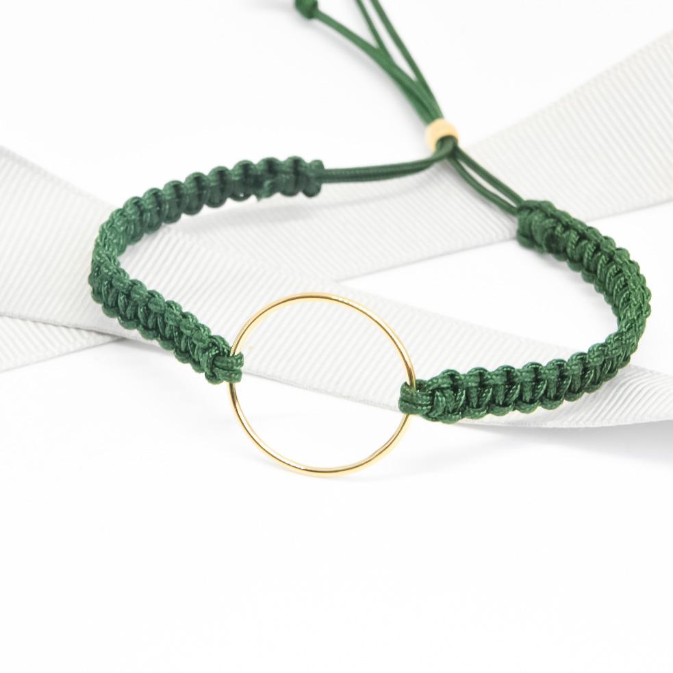 Green Macrame Gold Ring Bracelet-bracelet-January Eleven